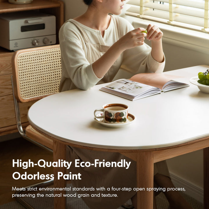 Scandinavian Oak Wood Sintered Stone Half Oval Dining Table HALO