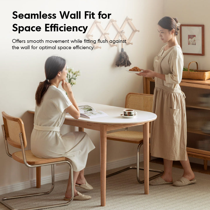 Scandinavian Oak Wood Sintered Stone Half Oval Dining Table HALO