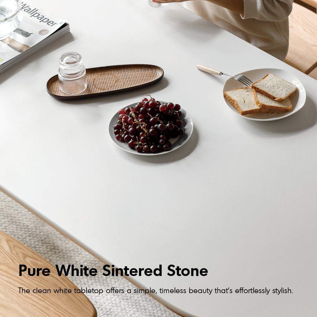 Scandinavian Oak Wood Sintered Stone Half Oval Dining Table HALO