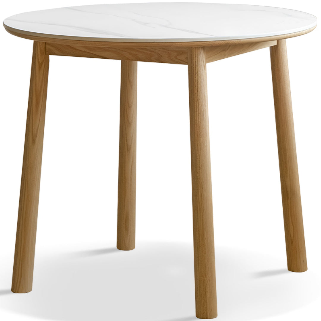 Scandinavian Oak Wood Sintered Stone Round Dining Table ORB