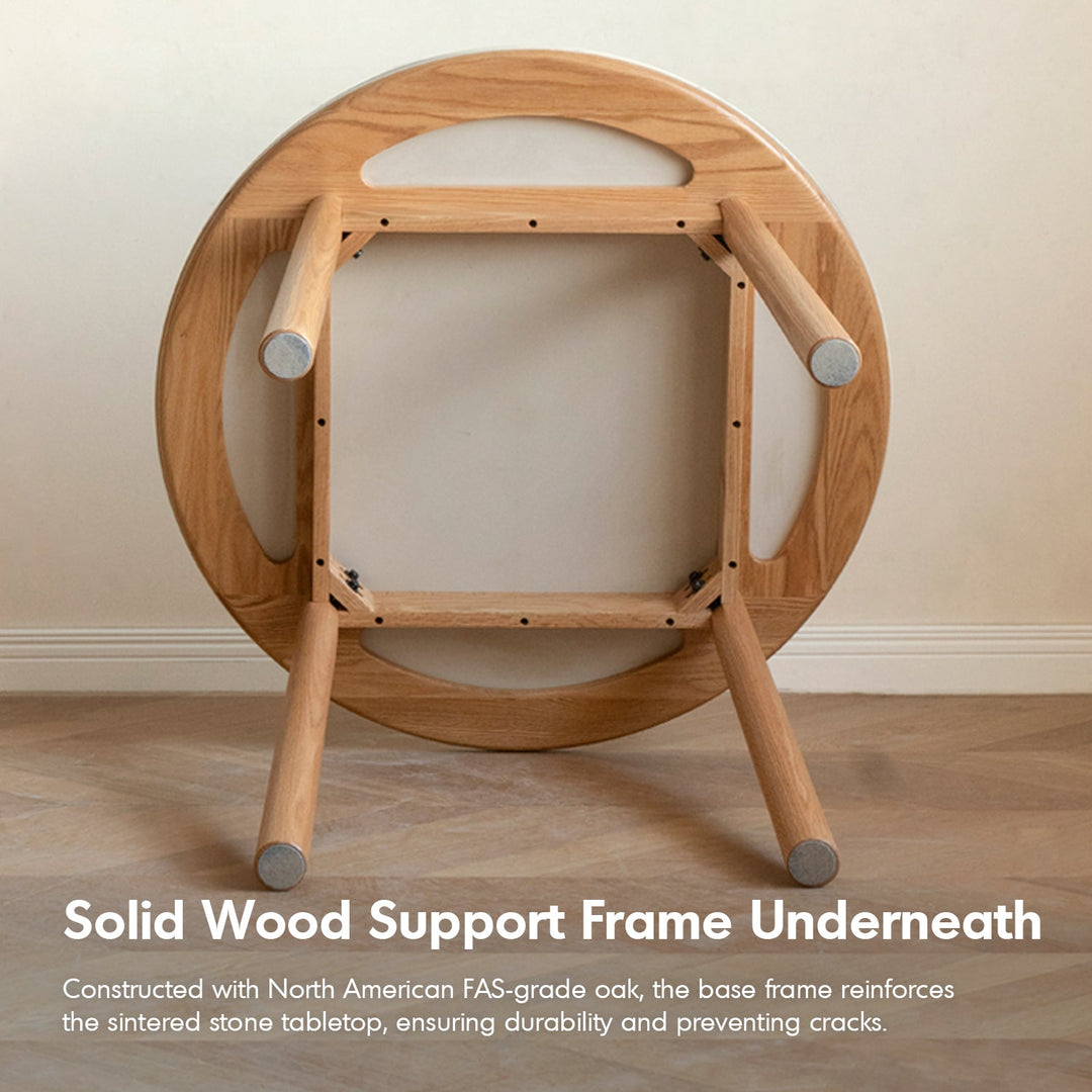 Scandinavian Oak Wood Sintered Stone Round Dining Table ORB