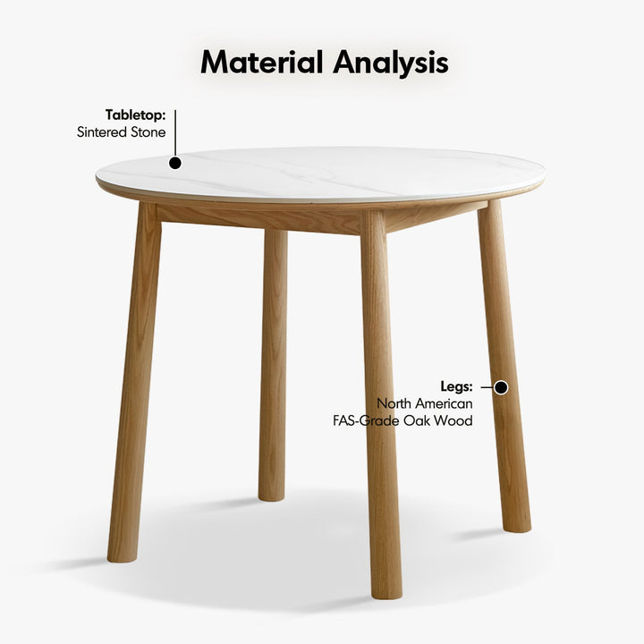 Scandinavian Oak Wood Sintered Stone Round Dining Table ORB