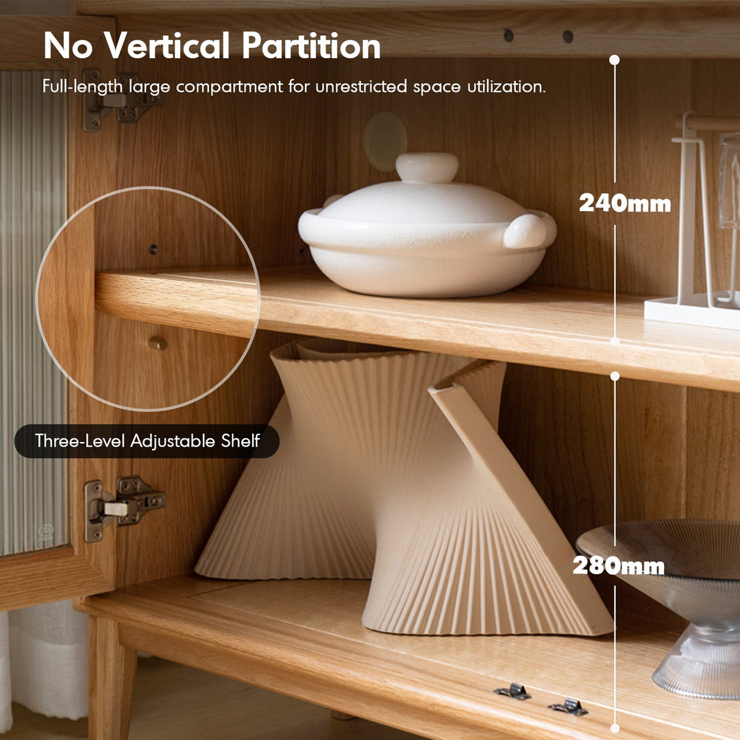 Scandinavian Oak Wood Sintered Stone Storage Side Cabinet BEAM