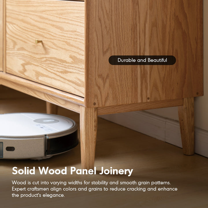 Scandinavian Oak Wood Sintered Stone Storage Side Cabinet BEAM