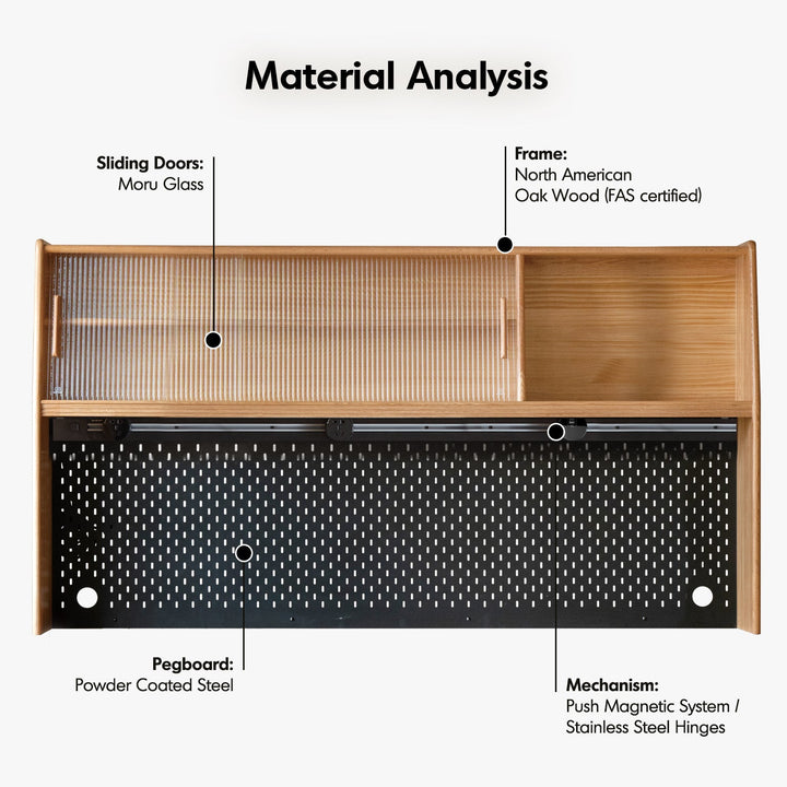 Scandinavian Oak Wood Sintered Stone Storage Side Cabinet BEAM