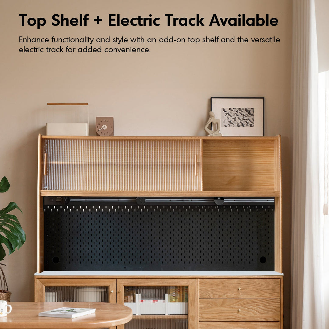 Scandinavian Oak Wood Sintered Stone Storage Side Cabinet BEAM