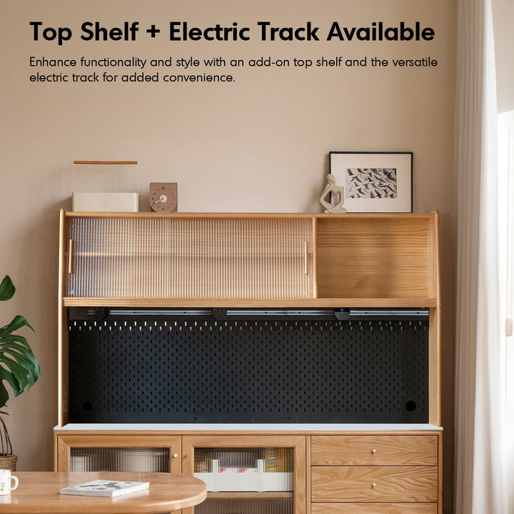 Scandinavian Oak Wood Sintered Stone Storage Side Cabinet BEAM