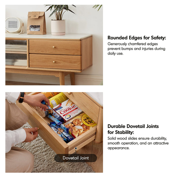 Scandinavian oak wood sintered stone tv console beam situational feels.