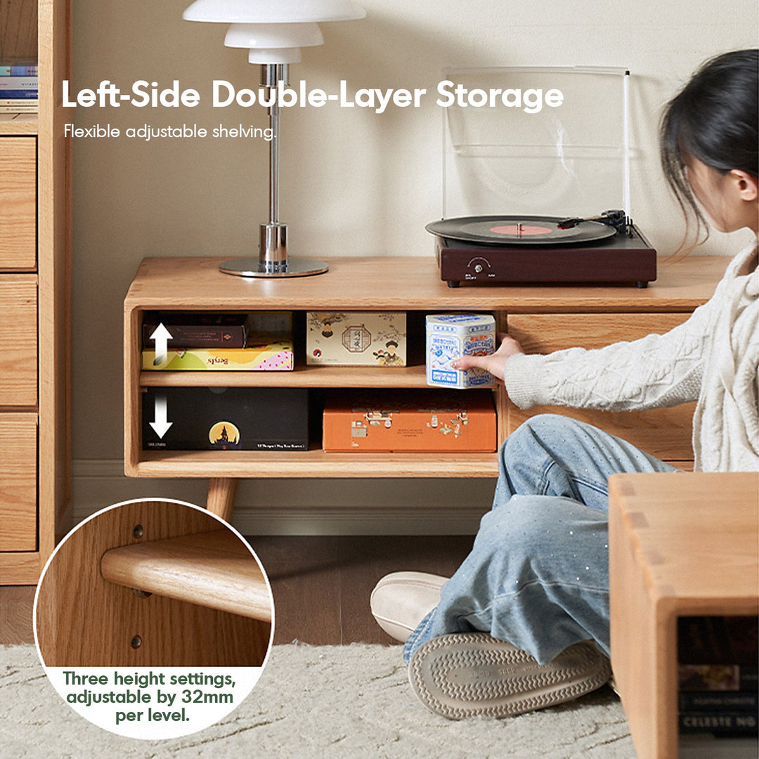 Scandinavian Oak Wood Sliding Door TV Console LINEA