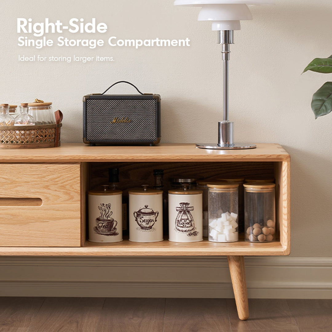 Scandinavian Oak Wood Sliding Door TV Console LINEA