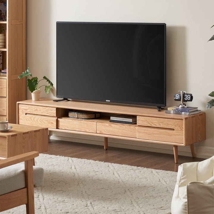 Scandinavian Oak Wood Sliding Door TV Console LINEA