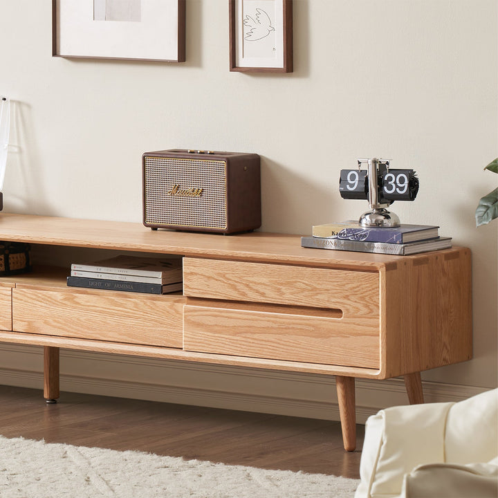 Scandinavian Oak Wood Sliding Door TV Console LINEA