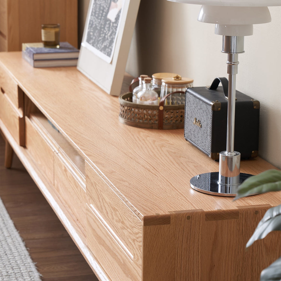 Scandinavian Oak Wood Sliding Door TV Console LINEA