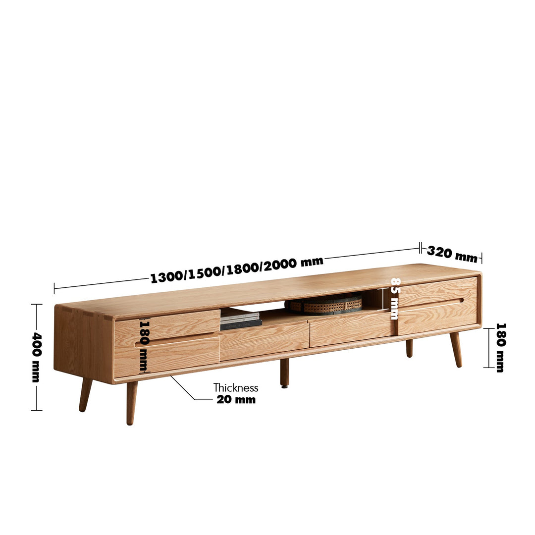 Scandinavian Oak Wood Sliding Door TV Console LINEA