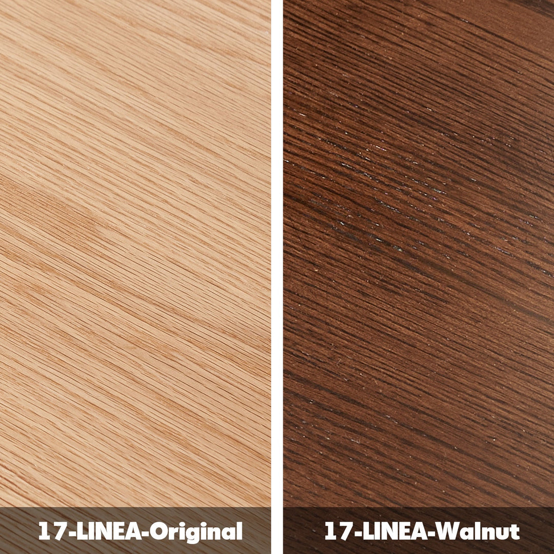 Scandinavian oak wood sliding door tv console linea color swatches.