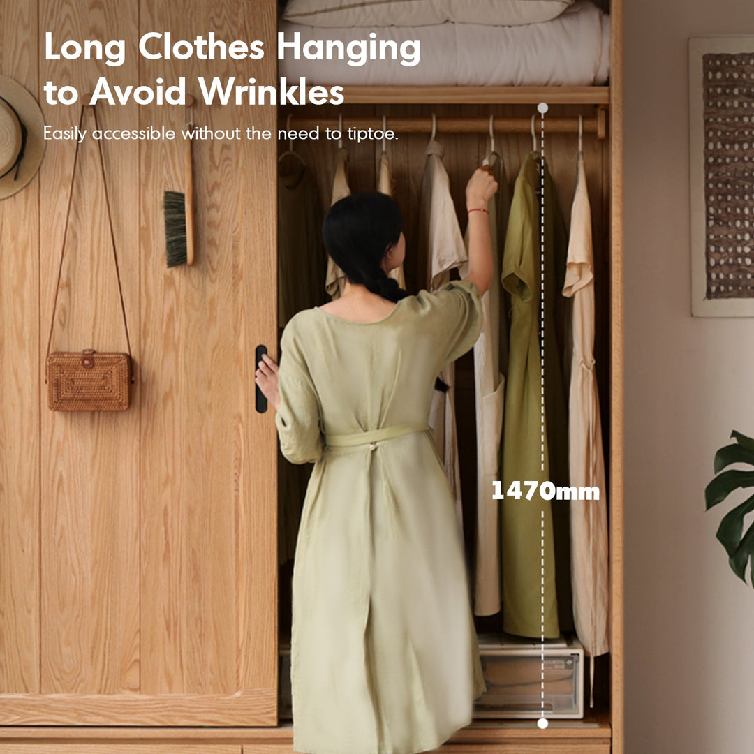 Scandinavian Oak Wood Sliding Door Wardrobe With Drawers ALIGN