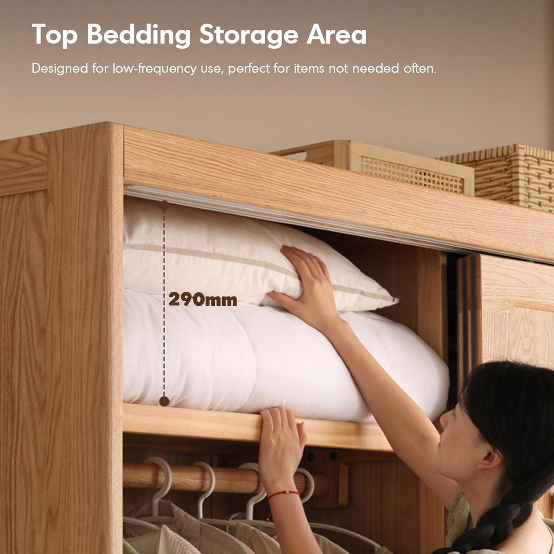 Scandinavian Oak Wood Sliding Door Wardrobe With Drawers ALIGN