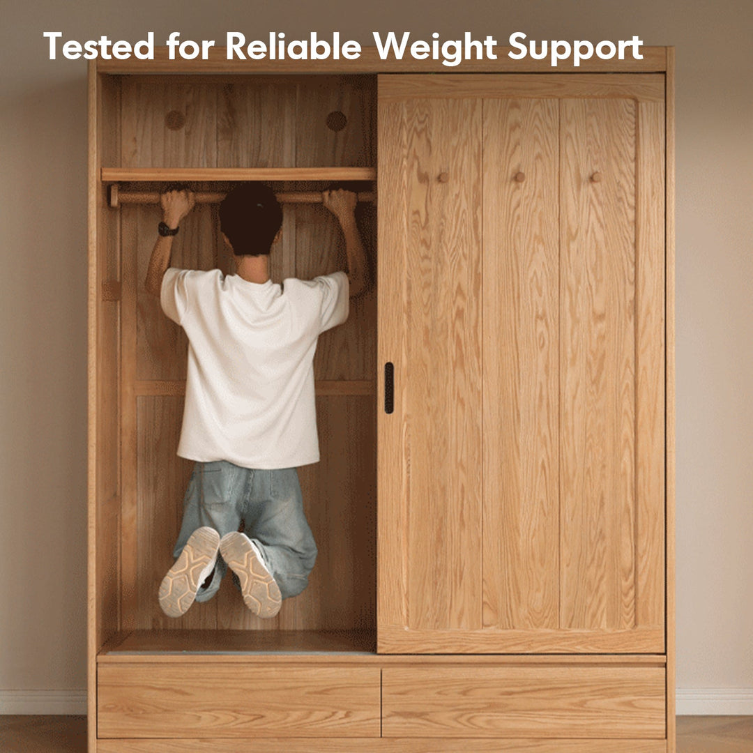 Scandinavian Oak Wood Sliding Door Wardrobe With Drawers ALIGN