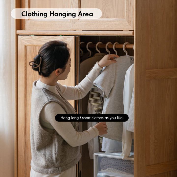 Scandinavian Oak Wood Sliding Door Wardrobe EDGE