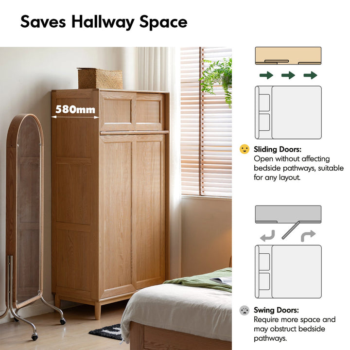 Scandinavian Oak Wood Sliding Door Wardrobe EDGE