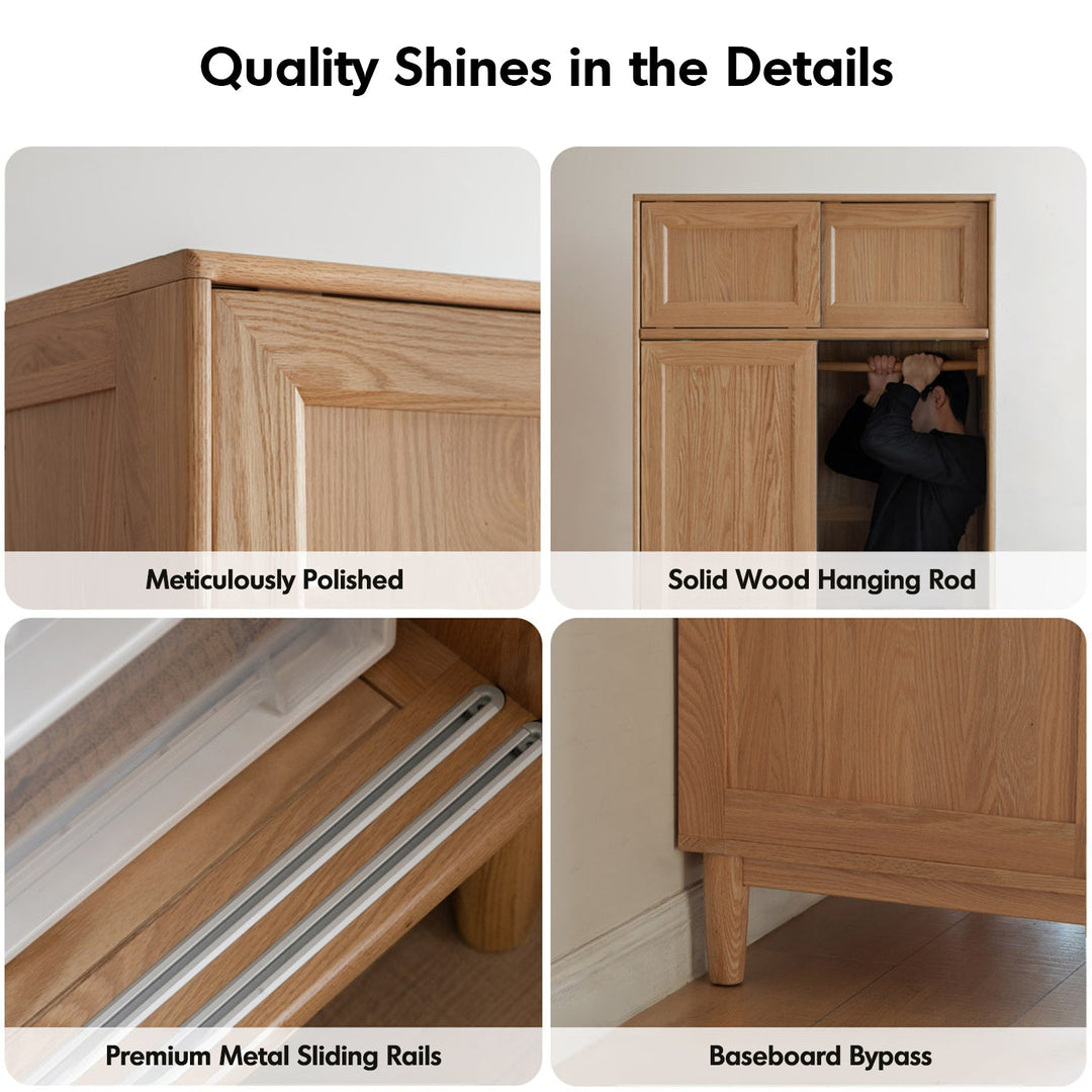 Scandinavian Oak Wood Sliding Door Wardrobe EDGE