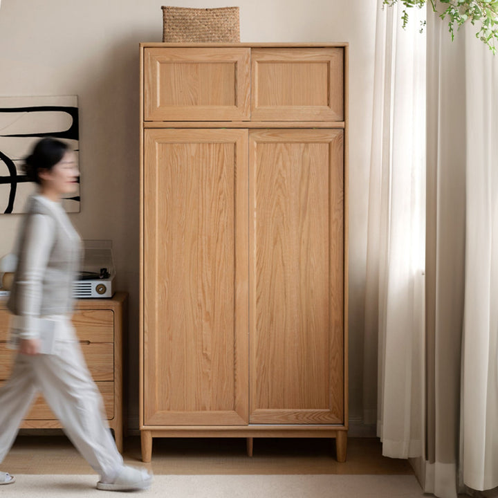 Scandinavian Oak Wood Sliding Door Wardrobe EDGE