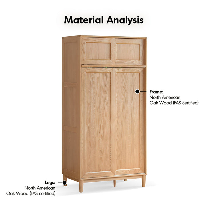 Scandinavian Oak Wood Sliding Door Wardrobe EDGE