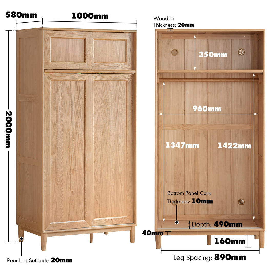Scandinavian Oak Wood Sliding Door Wardrobe EDGE