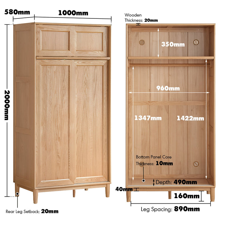 Scandinavian Oak Wood Sliding Door Wardrobe EDGE