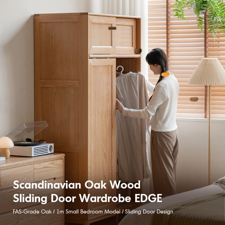 Scandinavian Oak Wood Sliding Door Wardrobe EDGE