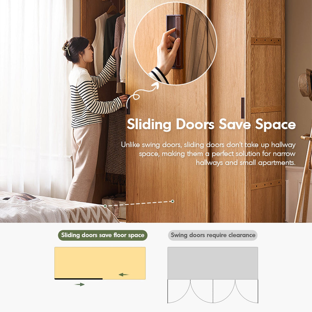 Scandinavian Oak Wood Sliding Door Wardrobe OAKLEY