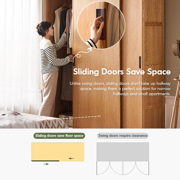 Scandinavian Oak Wood Sliding Door Wardrobe OAKLEY