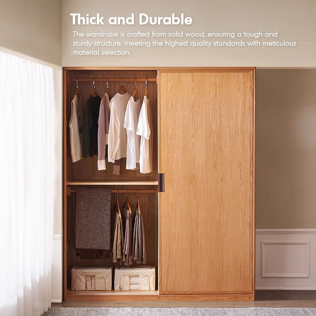 Scandinavian oak wood sliding door wardrobe oakley detail 1.