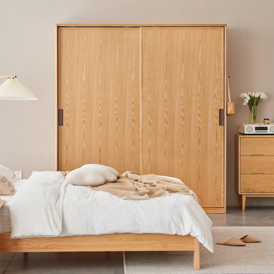Scandinavian Oak Wood Sliding Door Wardrobe OAKLEY