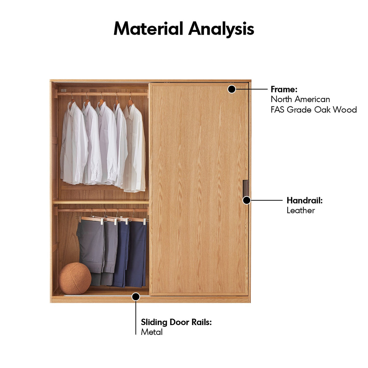 Scandinavian oak wood sliding door wardrobe oakley detail 7.