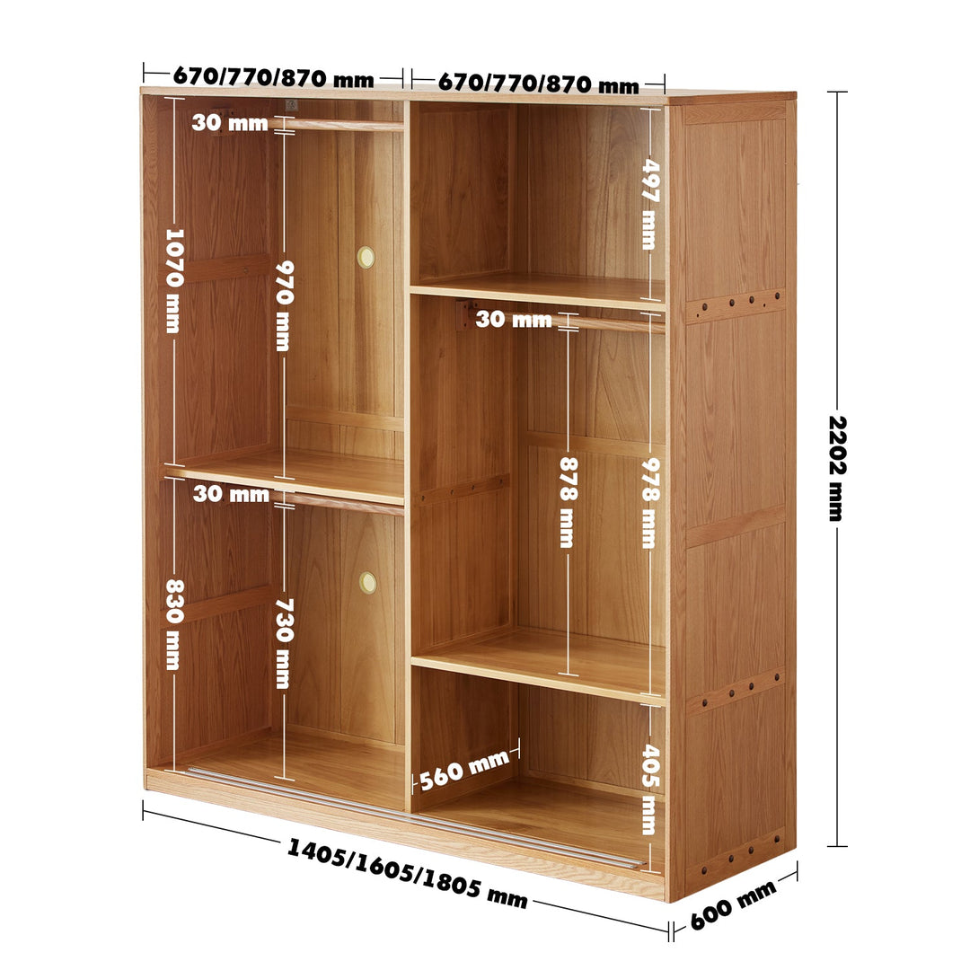 Scandinavian Oak Wood Sliding Door Wardrobe OAKLEY