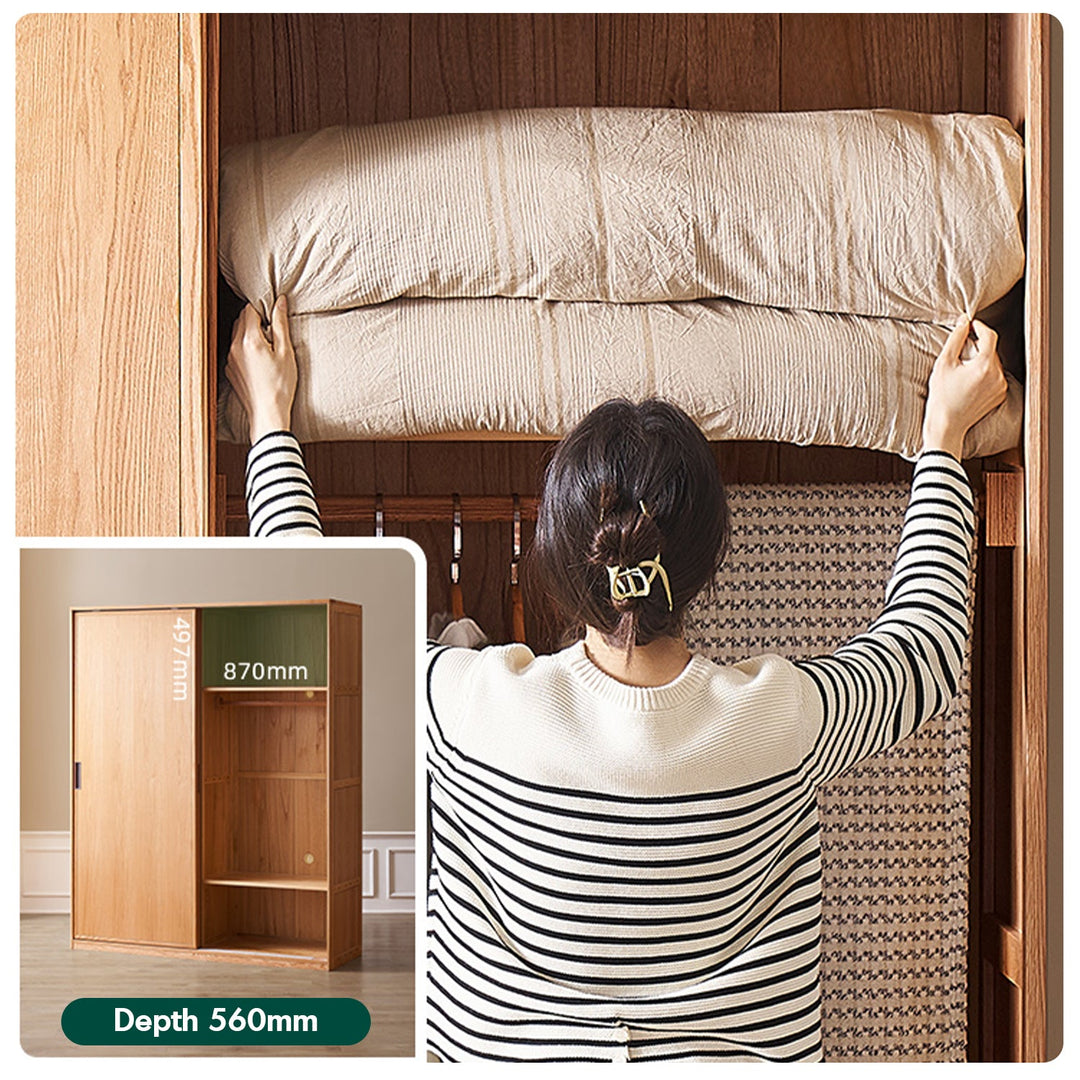 Scandinavian Oak Wood Sliding Door Wardrobe OAKLEY