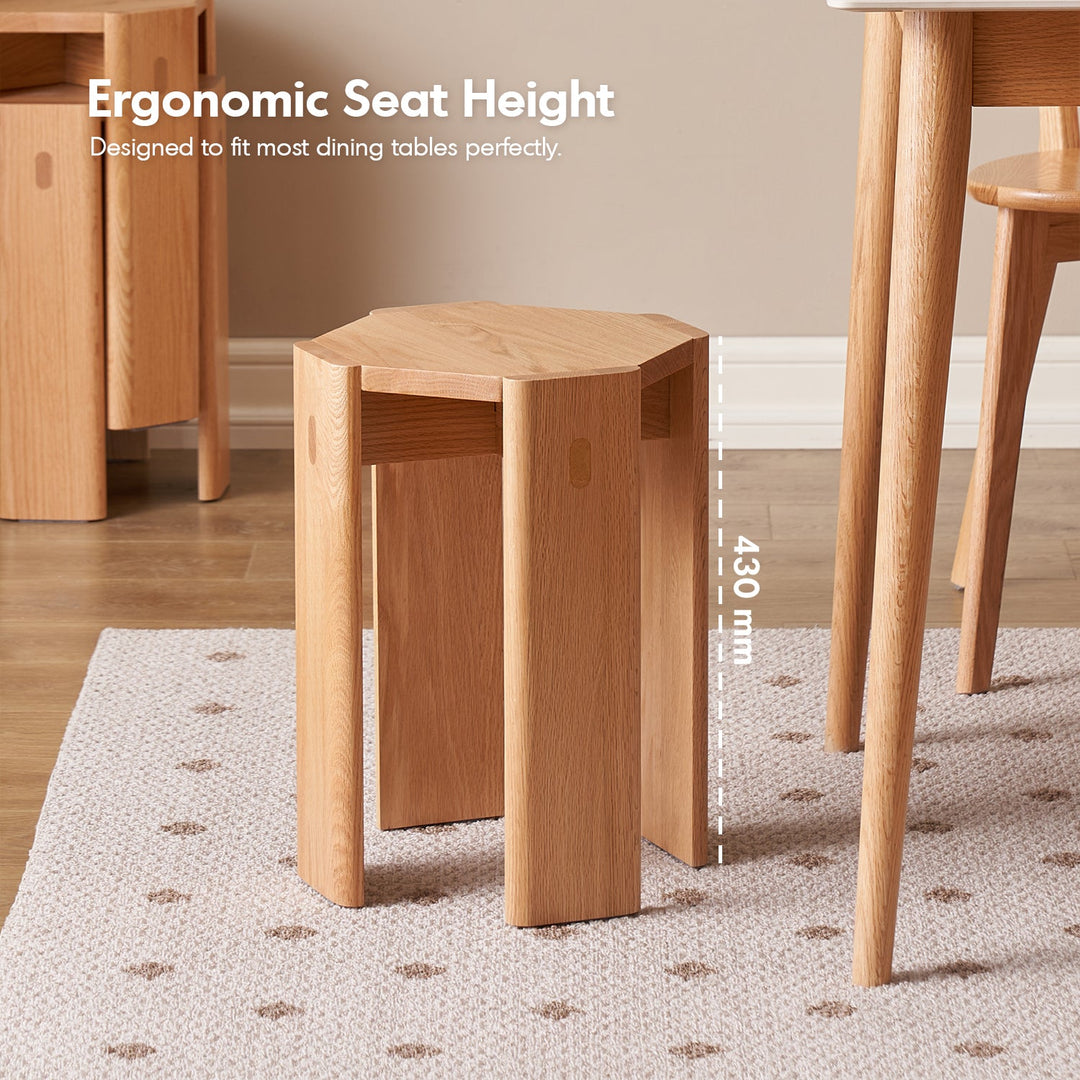 Scandinavian Oak Wood Stackable Stool Side Table 2pcs Set STACKA