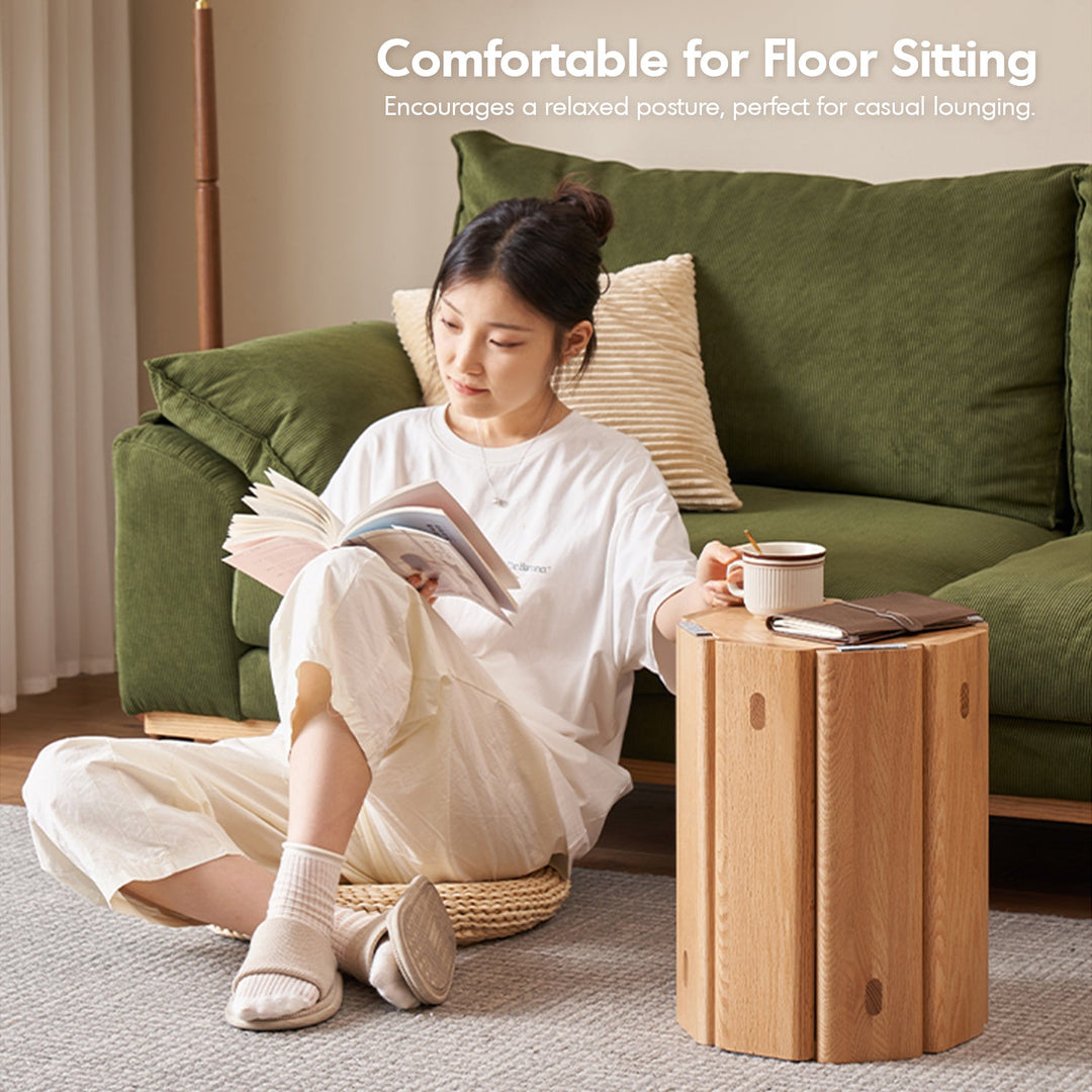 Scandinavian Oak Wood Stackable Stool Side Table 2pcs Set STACKA