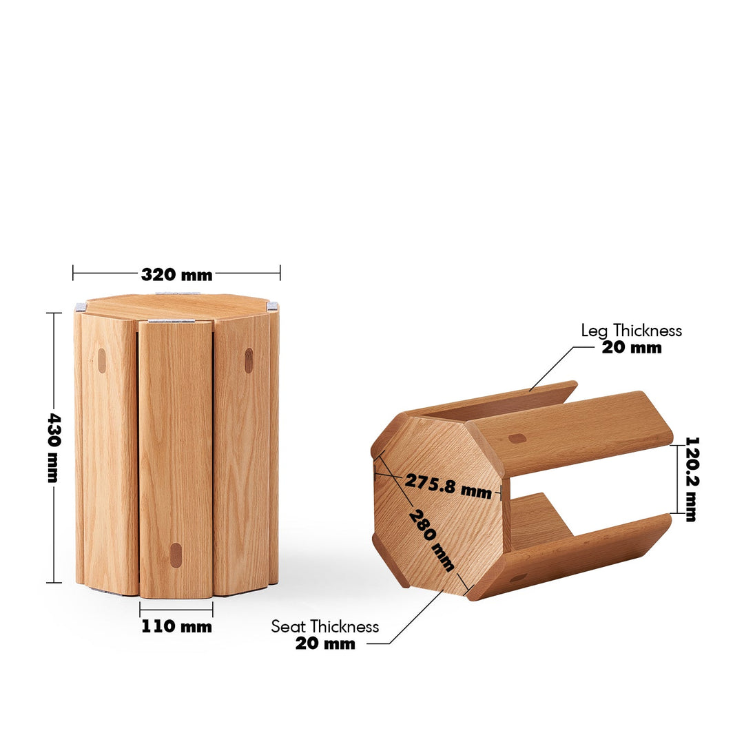 Scandinavian Oak Wood Stackable Stool Side Table 2pcs Set STACKA
