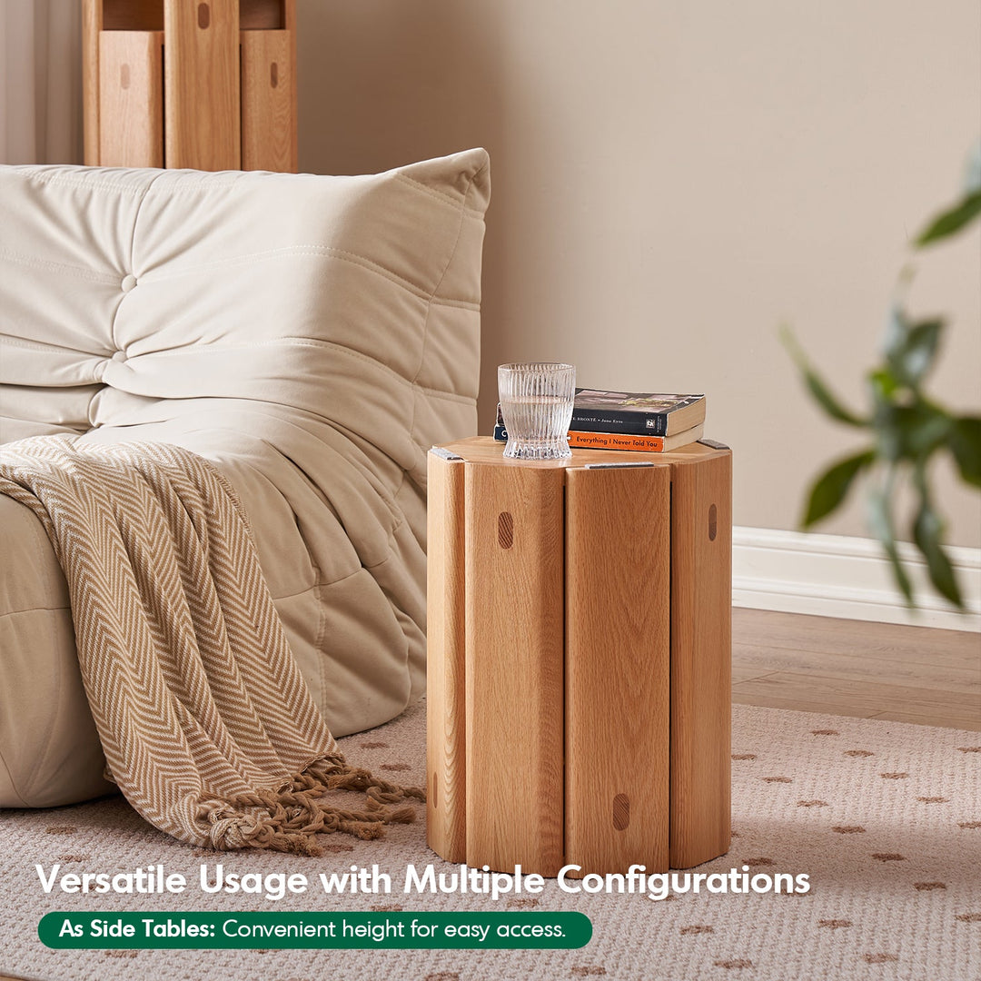 Scandinavian Oak Wood Stackable Stool Side Table 2pcs Set STACKA