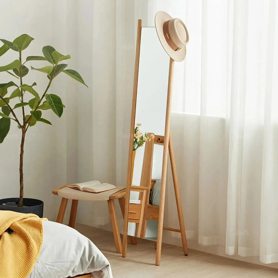 Scandinavian Oak Wood Standing Floor Mirror PREMIUM