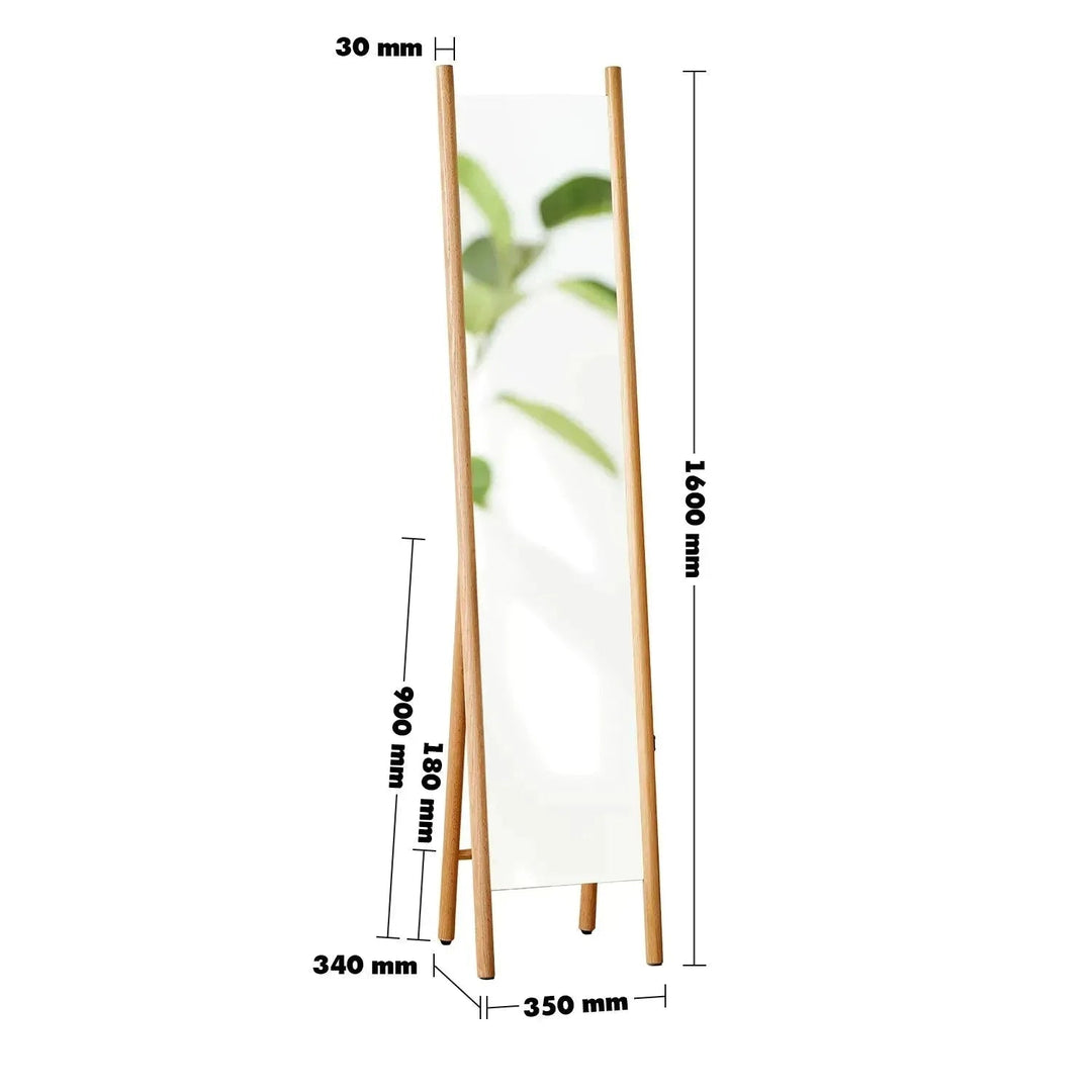 Scandinavian Oak Wood Standing Floor Mirror PREMIUM