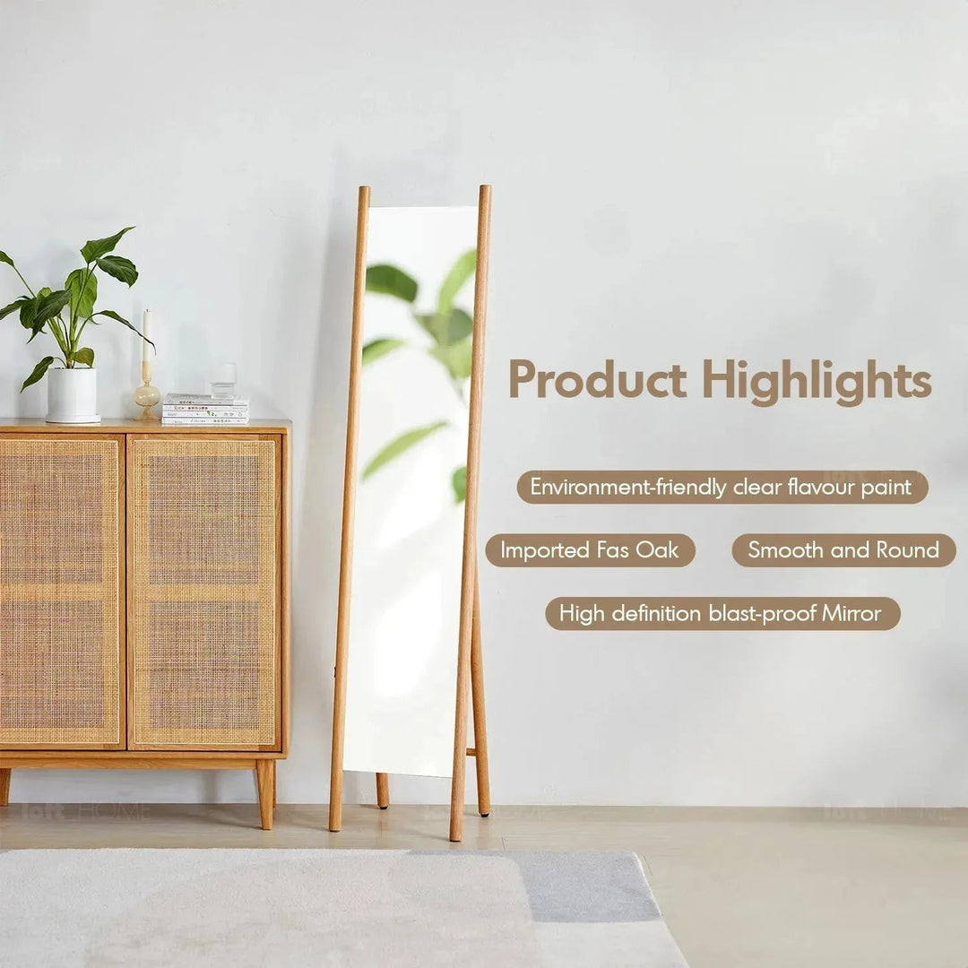 Scandinavian Oak Wood Standing Floor Mirror PREMIUM