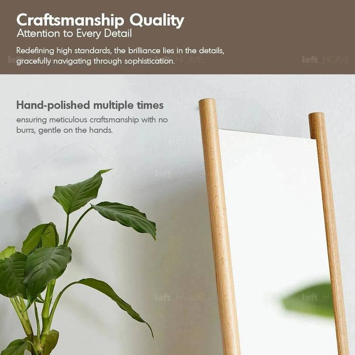 Scandinavian Oak Wood Standing Floor Mirror PREMIUM