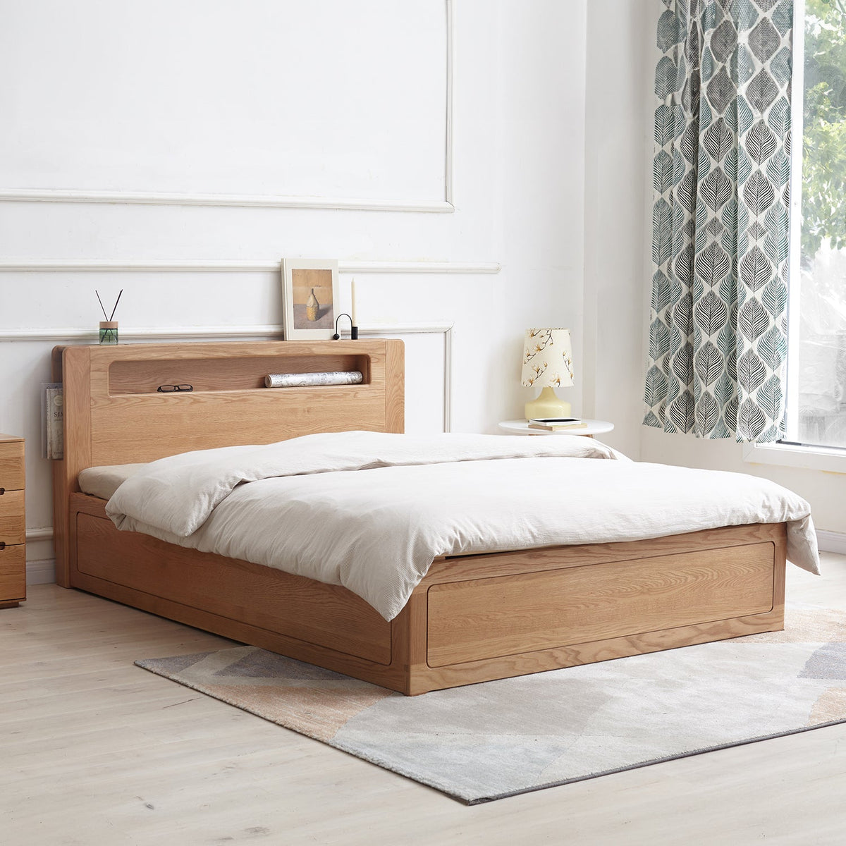 Scandinavian Oak Wood Storage Bed CACHE More Details and Instruction