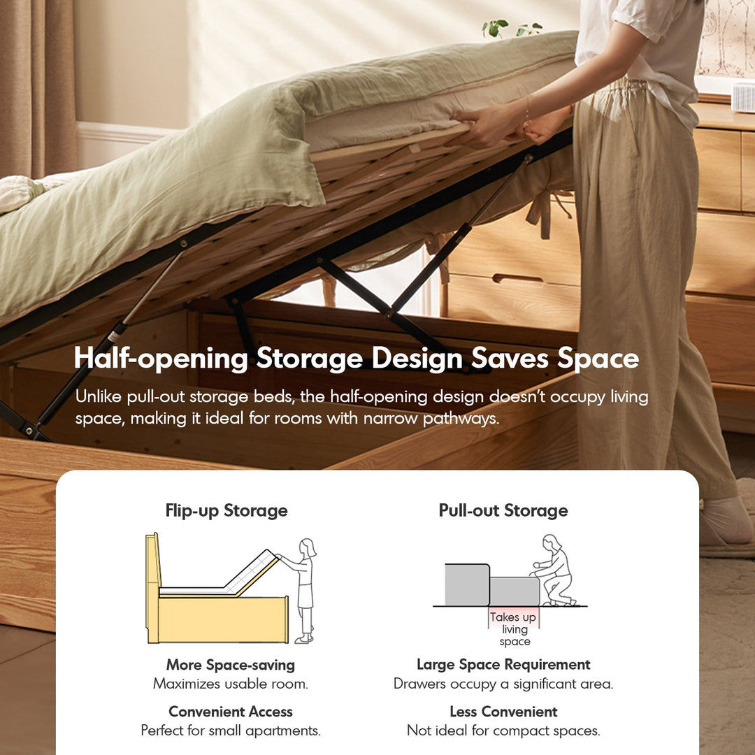Scandinavian Oak Wood Storage Bed SHELTER