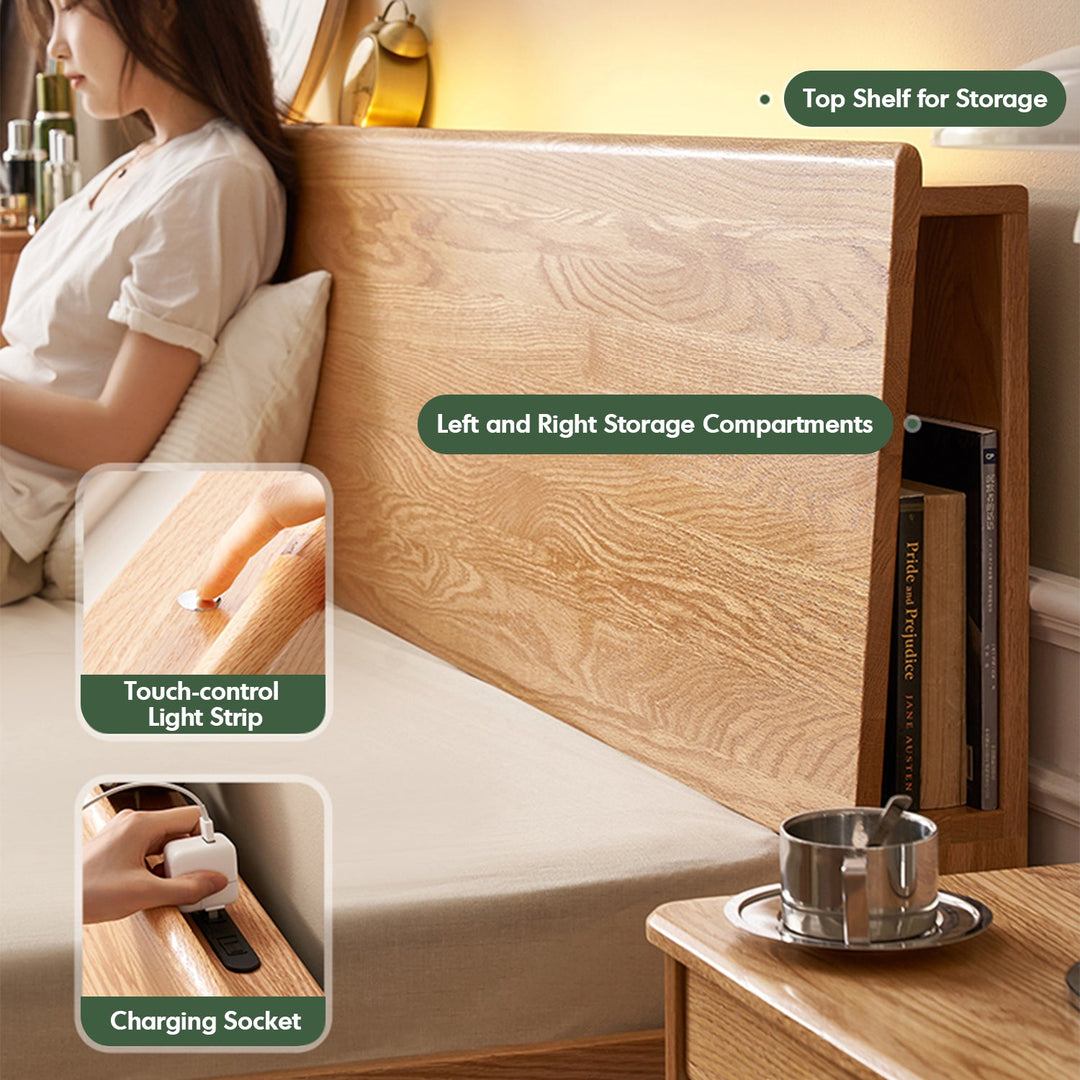 Scandinavian Oak Wood Storage Bed SHELTER