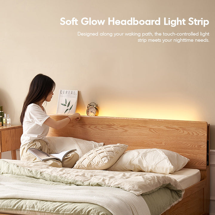 Scandinavian Oak Wood Storage Bed SHELTER