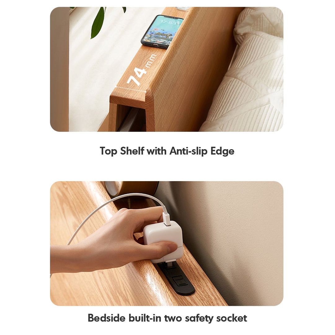 Scandinavian Oak Wood Storage Bed SHELTER